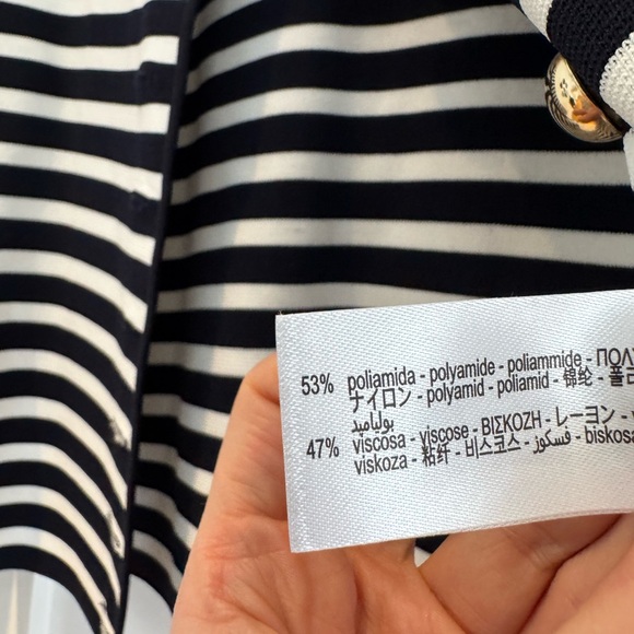 Zara Navy and White Striped Blazer with Gold Buttons - Picture 5 of 6